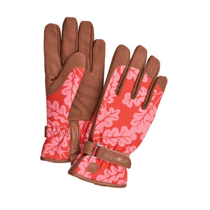 Pink Oak Leaf leather glove